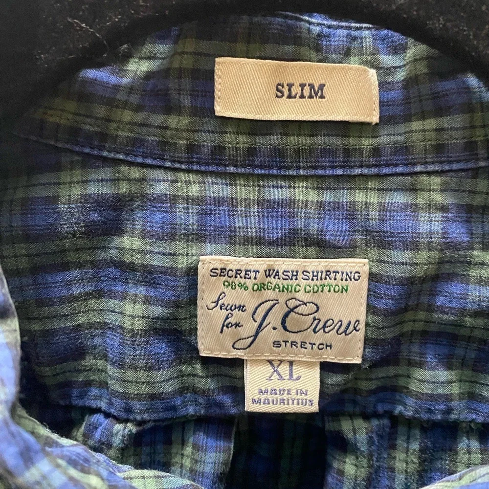 J.Crew Slim Secret Wash Organic Cotton Poplin Long Sleeve‎ Mens Size XL Slim